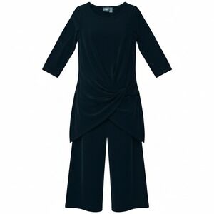 Chicos Travelers Black Tunic and Crop Pants 2 Piece Set Crossover Hem Size‎ 0 XS